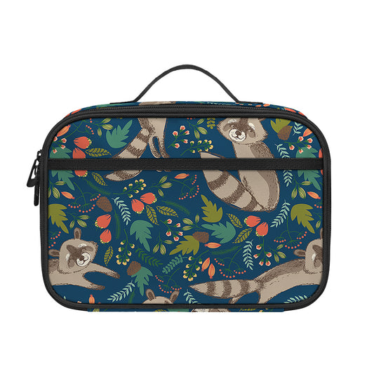 Cartoon Raccoon Pattern Print Portable Lunch Bag