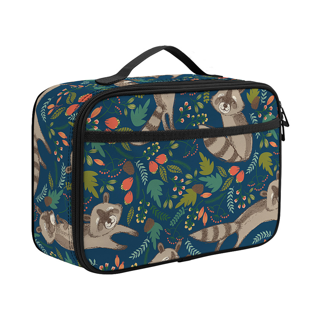 Cartoon Raccoon Pattern Print Portable Lunch Bag