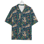 Cartoon Raccoon Pattern Print Rayon Hawaiian Shirt
