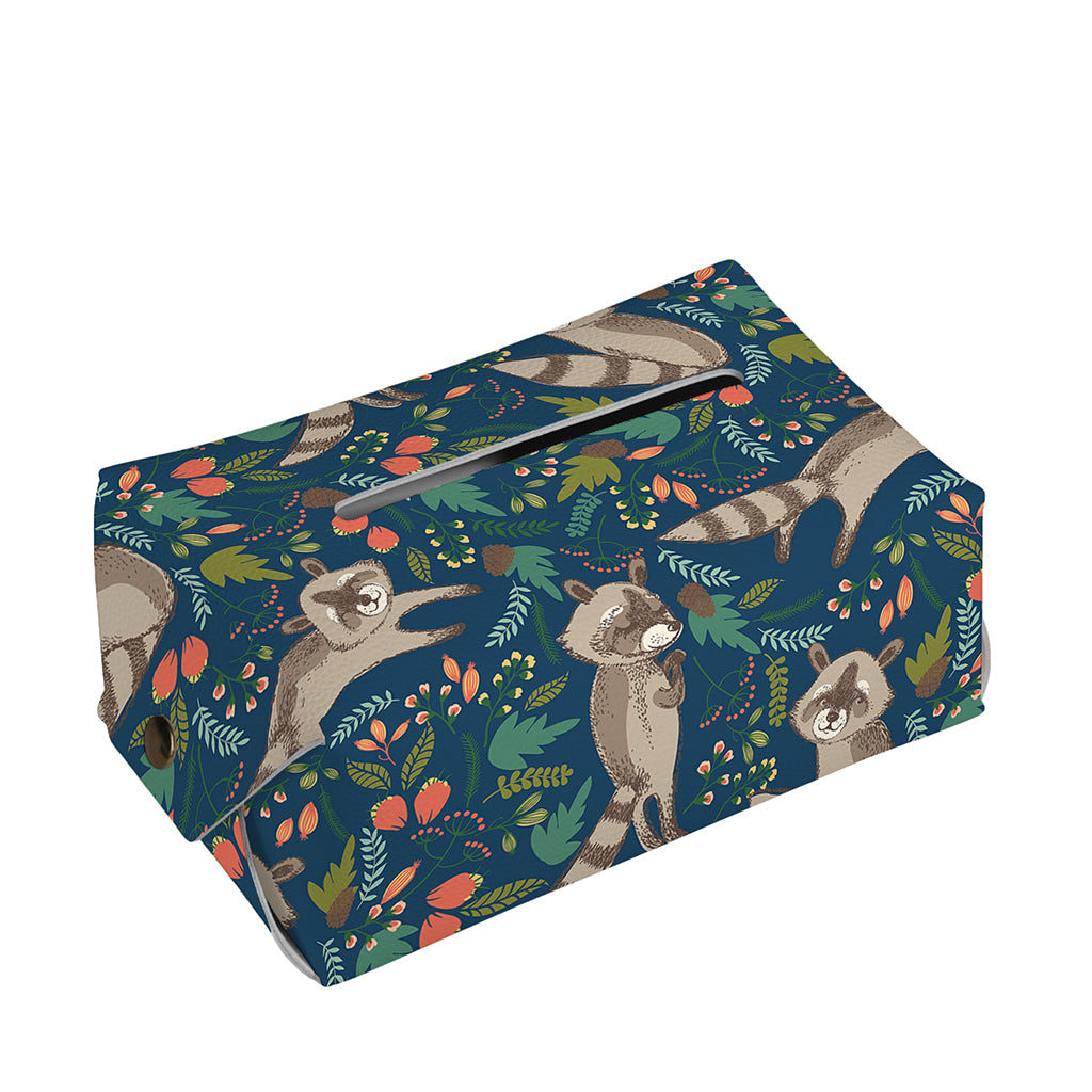 Cartoon Raccoon Pattern Print Rectangle Tissue Box Cover