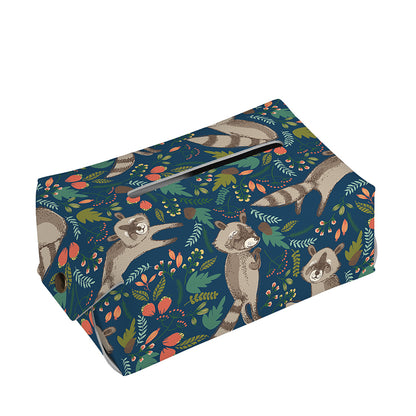 Cartoon Raccoon Pattern Print Rectangle Tissue Box Cover