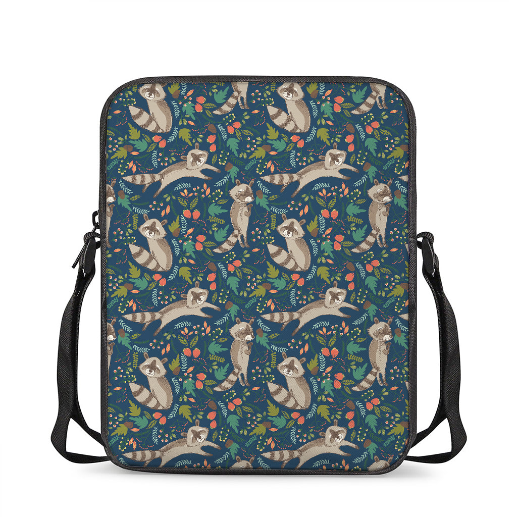 Cartoon Raccoon Pattern Print Rectangular Crossbody Bag
