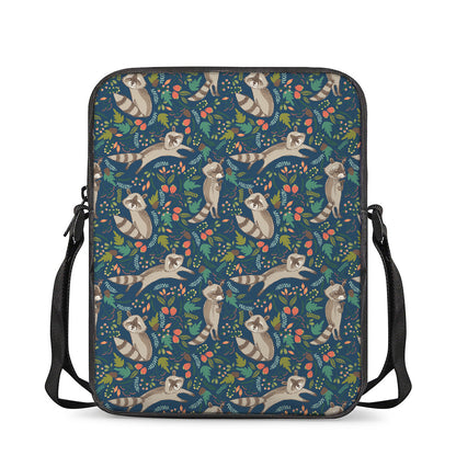 Cartoon Raccoon Pattern Print Rectangular Crossbody Bag