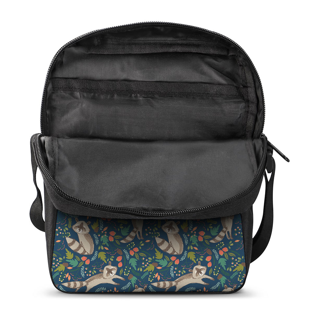 Cartoon Raccoon Pattern Print Rectangular Crossbody Bag