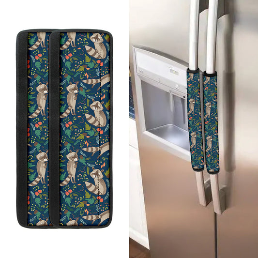 Cartoon Raccoon Pattern Print Refrigerator Handle Covers