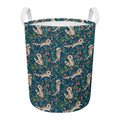 Cartoon Raccoon Pattern Print Round Laundry Basket
