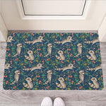 Cartoon Raccoon Pattern Print Rubber Doormat