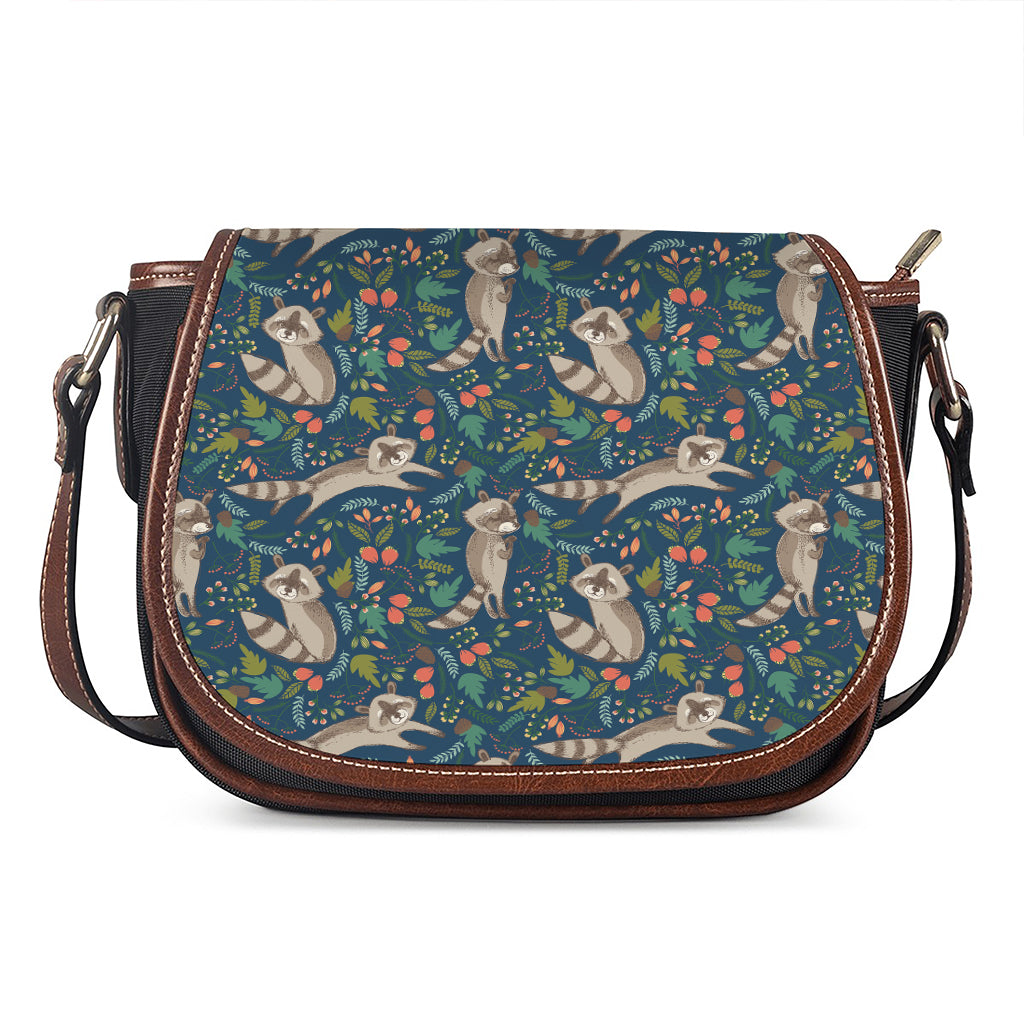 Cartoon Raccoon Pattern Print Saddle Bag