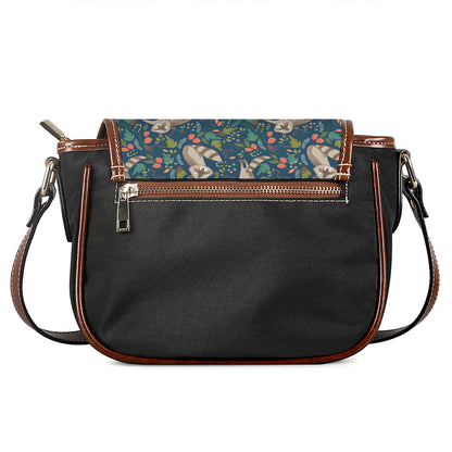 Cartoon Raccoon Pattern Print Saddle Bag