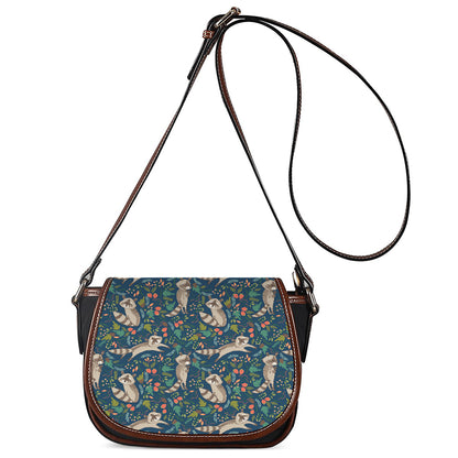 Cartoon Raccoon Pattern Print Saddle Bag