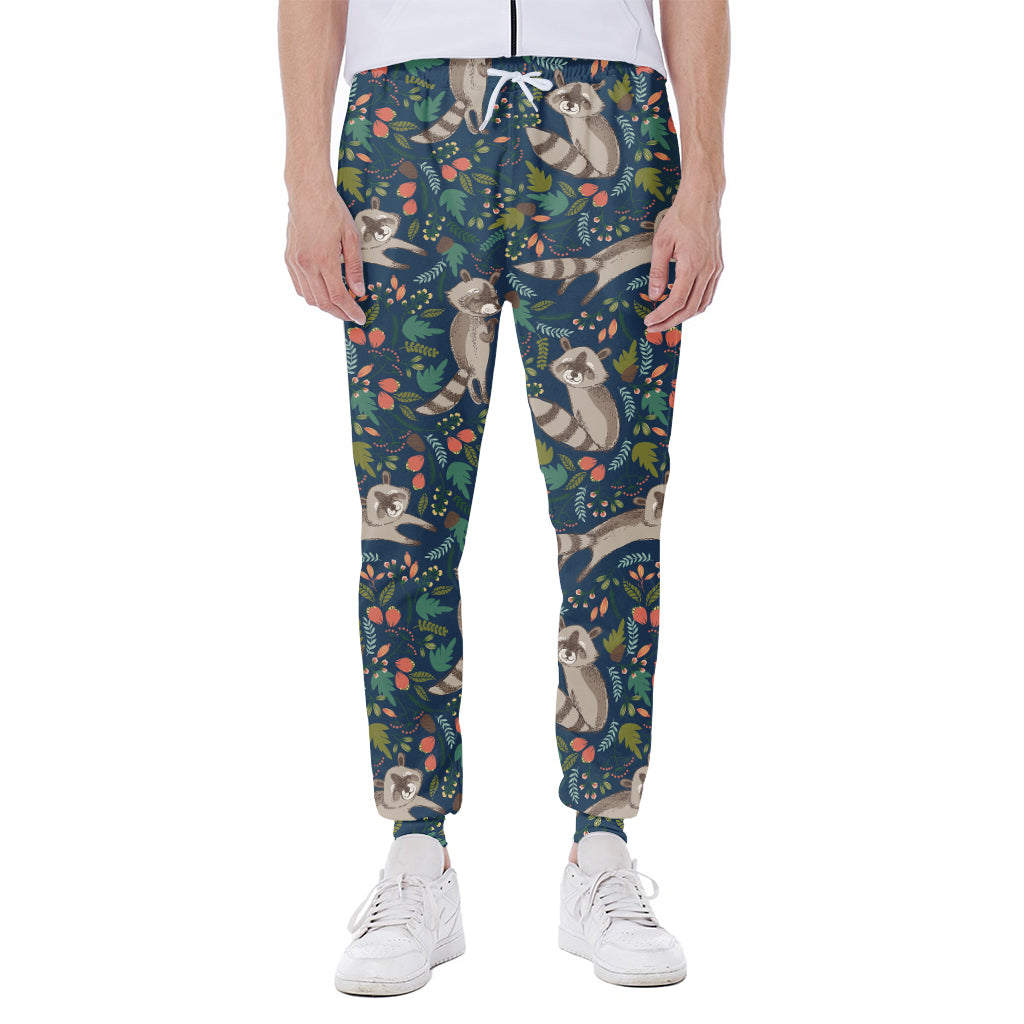 Cartoon Raccoon Pattern Print Scuba Joggers