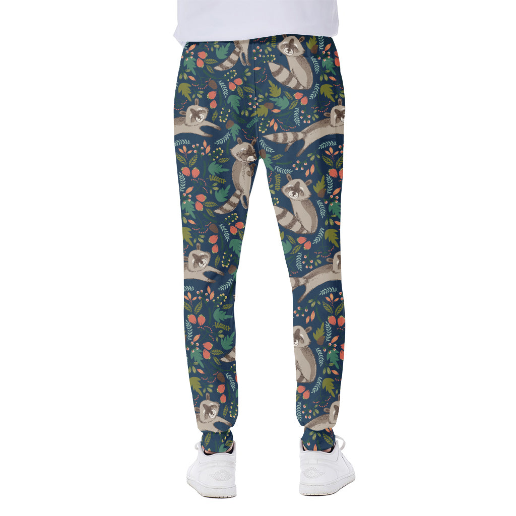 Cartoon Raccoon Pattern Print Scuba Joggers