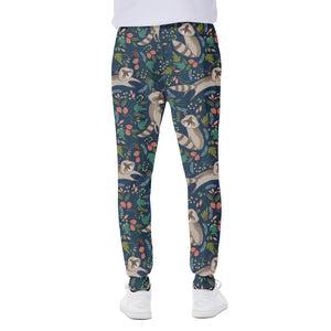 Cartoon Raccoon Pattern Print Scuba Joggers