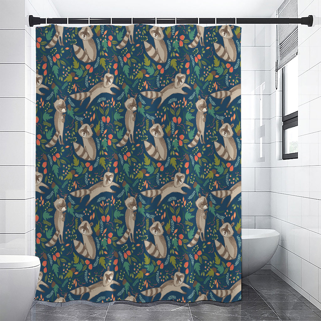 Cartoon Raccoon Pattern Print Shower Curtain