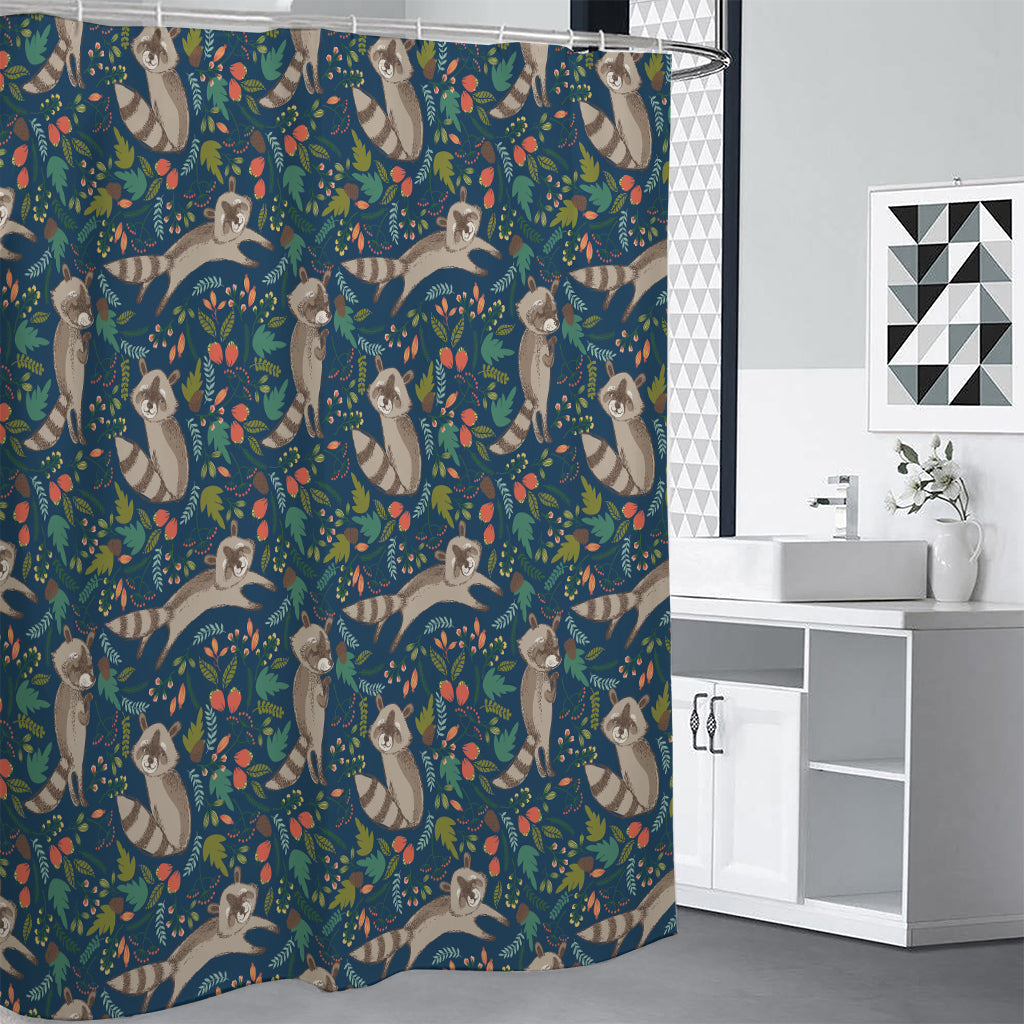 Cartoon Raccoon Pattern Print Shower Curtain