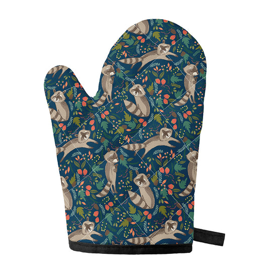 Cartoon Raccoon Pattern Print Single Oven Mitt