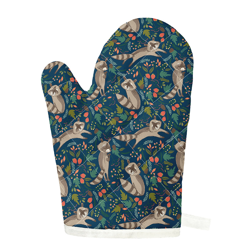 Cartoon Raccoon Pattern Print Single Oven Mitt