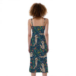Cartoon Raccoon Pattern Print Slim Fit Midi Cami Dress