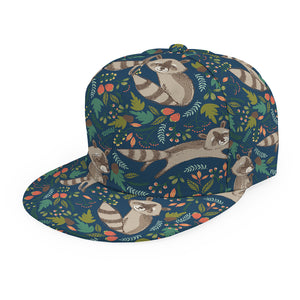 Cartoon Raccoon Pattern Print Snapback Cap