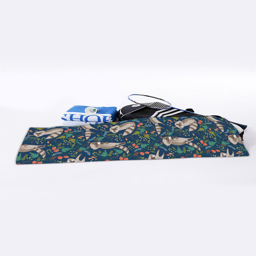 Cartoon Raccoon Pattern Print Sports Towel
