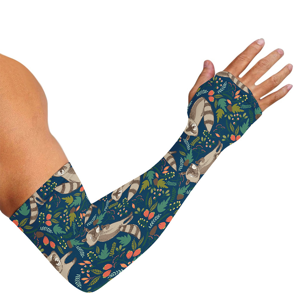 Cartoon Raccoon Pattern Print Sun Protection Arm Sleeves