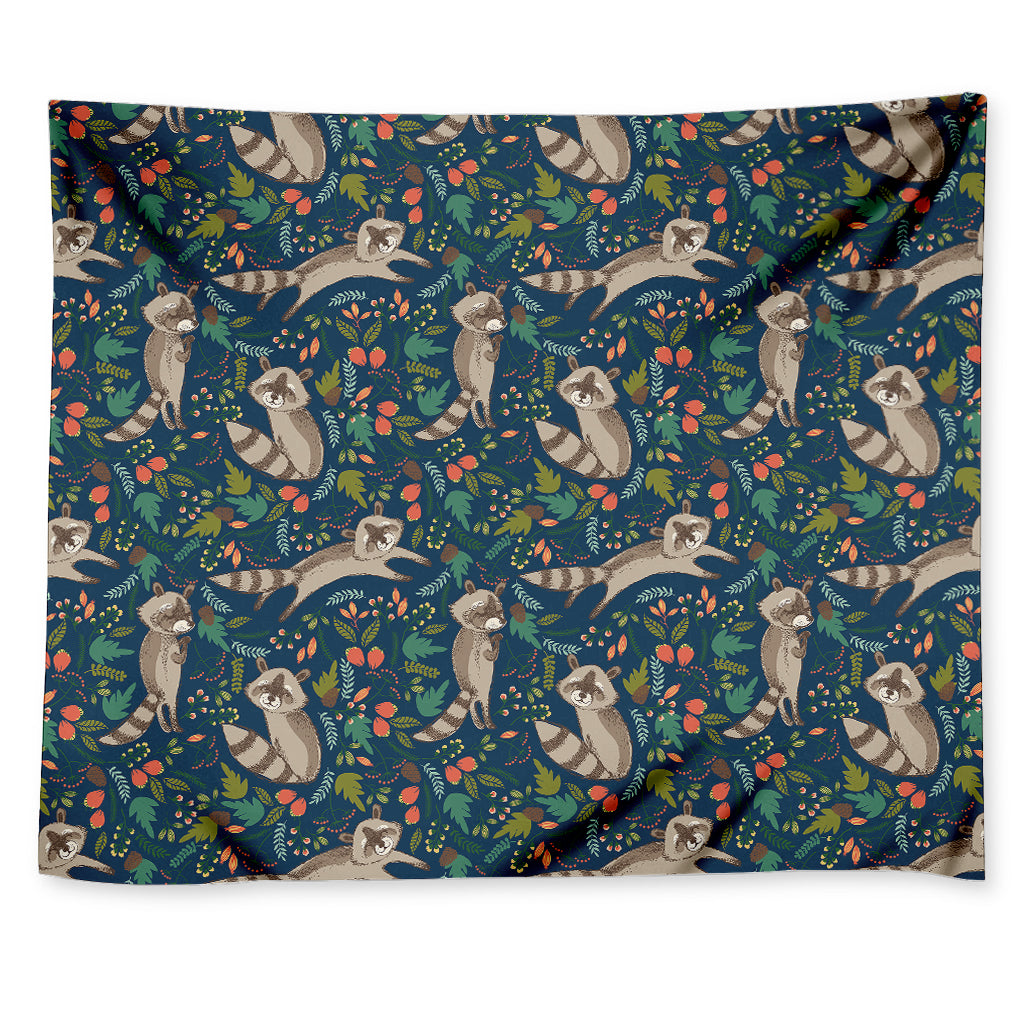 Cartoon Raccoon Pattern Print Tapestry