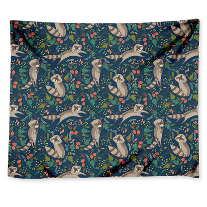 Cartoon Raccoon Pattern Print Tapestry