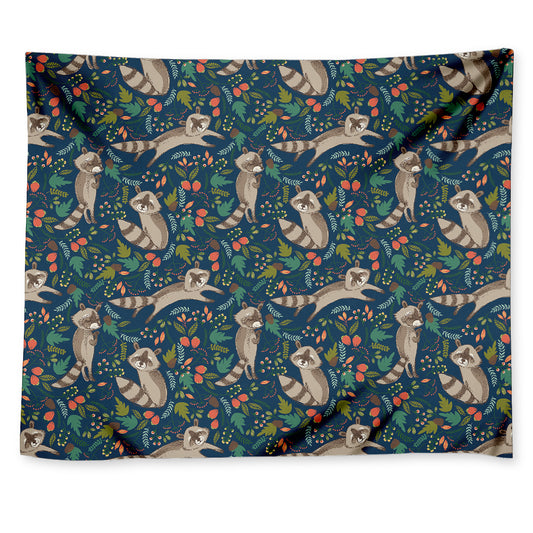 Cartoon Raccoon Pattern Print Tapestry