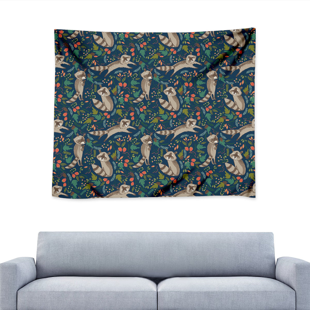 Cartoon Raccoon Pattern Print Tapestry