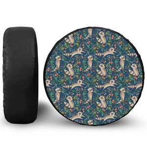 Cartoon Raccoon Pattern Print Tire Cover