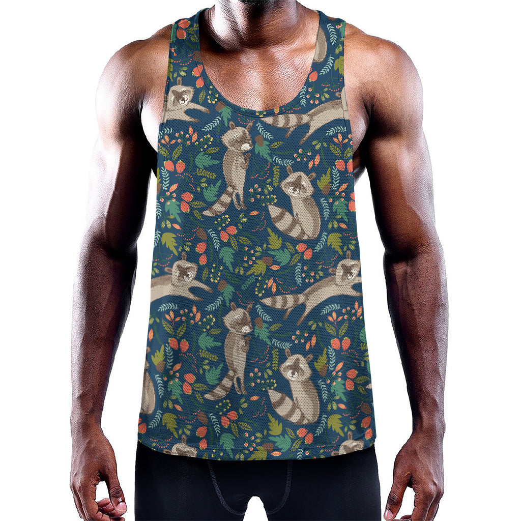 Cartoon Raccoon Pattern Print Training Tank Top