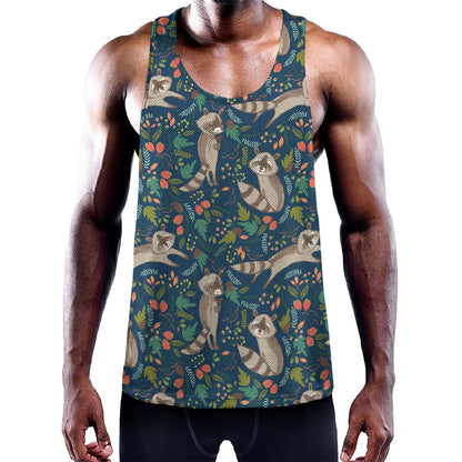 Cartoon Raccoon Pattern Print Training Tank Top