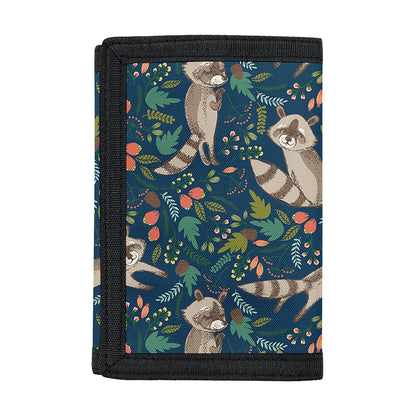 Cartoon Raccoon Pattern Print Trifold Wallet