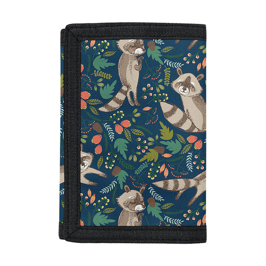 Cartoon Raccoon Pattern Print Trifold Wallet