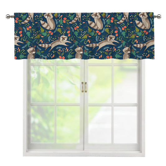 Cartoon Raccoon Pattern Print Window Valance