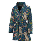 Cartoon Raccoon Pattern Print Women's Bathrobe