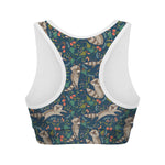 Cartoon Raccoon Pattern Print Women's Sports Bra
