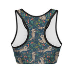 Cartoon Raccoon Pattern Print Women's Sports Bra