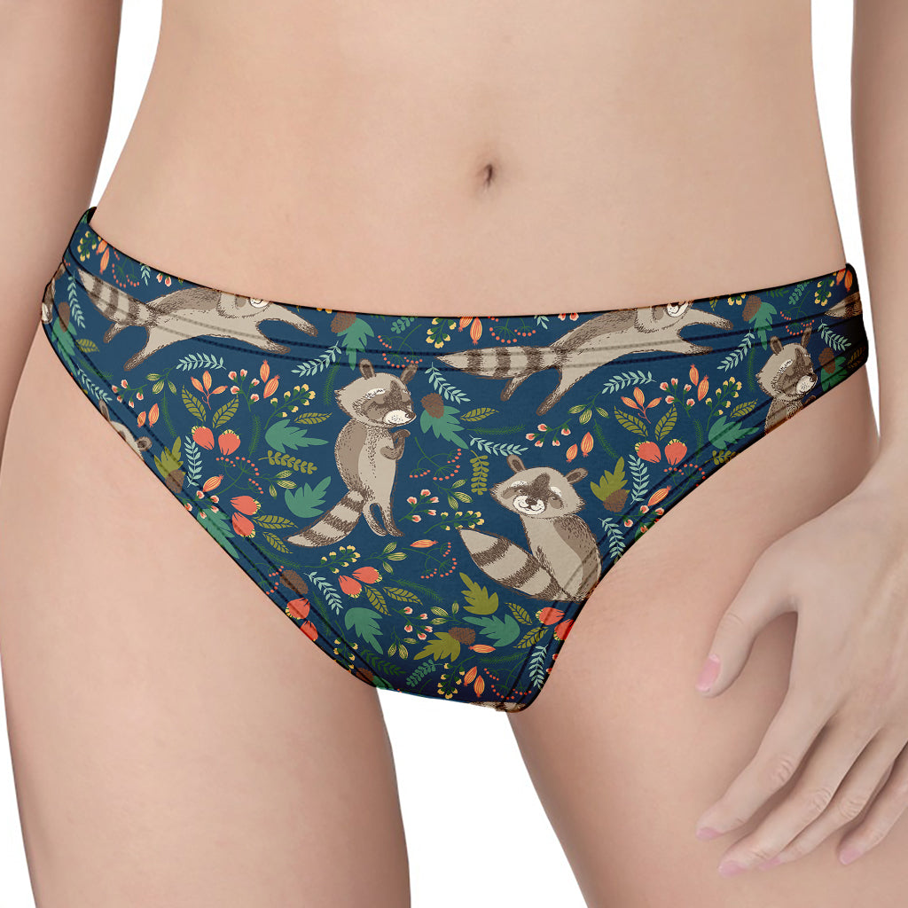 Cartoon Raccoon Pattern Print Women's Thong