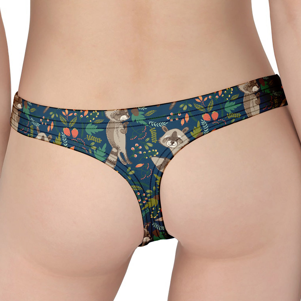 Cartoon Raccoon Pattern Print Women's Thong