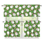Cartoon Santa Claus Pattern Print 3 Piece Kitchen Curtains