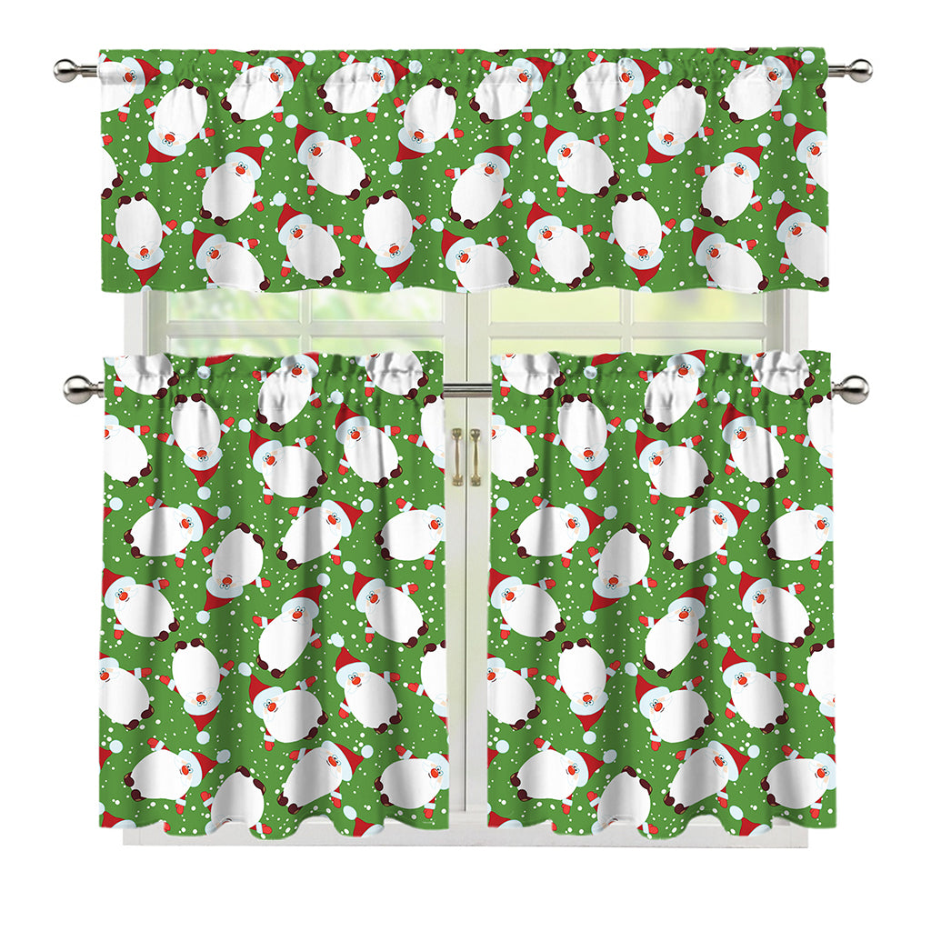 Cartoon Santa Claus Pattern Print 3 Piece Kitchen Curtains
