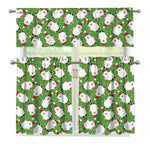 Cartoon Santa Claus Pattern Print 3 Piece Kitchen Curtains