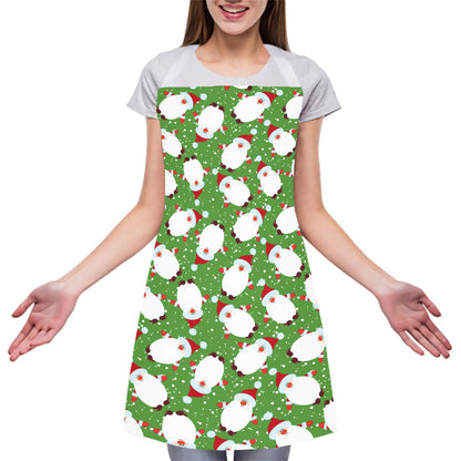 Cartoon Santa Claus Pattern Print Adjustable Apron