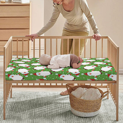 Cartoon Santa Claus Pattern Print Baby Crib Sheet