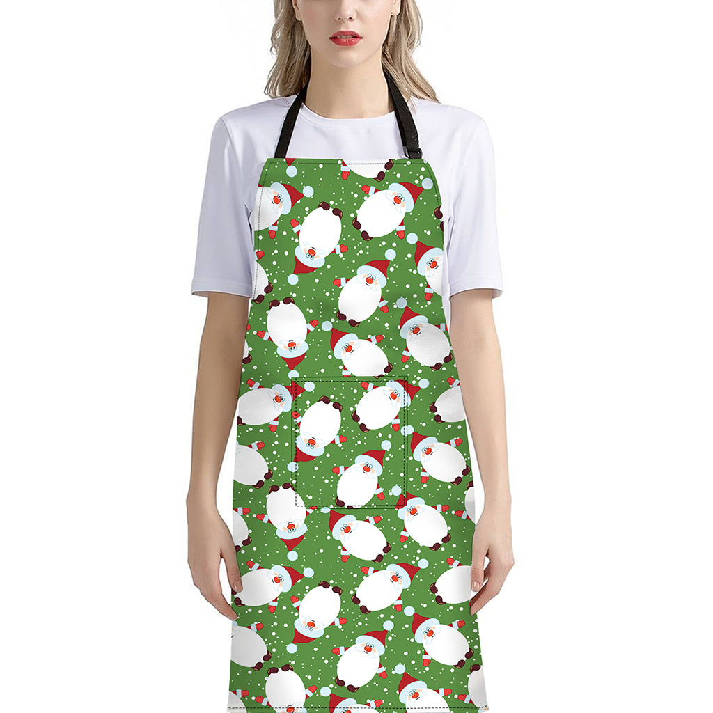 Cartoon Santa Claus Pattern Print Bib Apron With Pocket