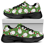 Cartoon Santa Claus Pattern Print Black Chunky Shoes