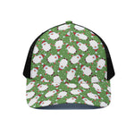 Cartoon Santa Claus Pattern Print Black Mesh Trucker Cap