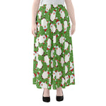 Cartoon Santa Claus Pattern Print Chiffon Maxi Skirt