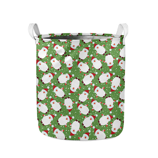 Cartoon Santa Claus Pattern Print Collapsible Laundry Basket